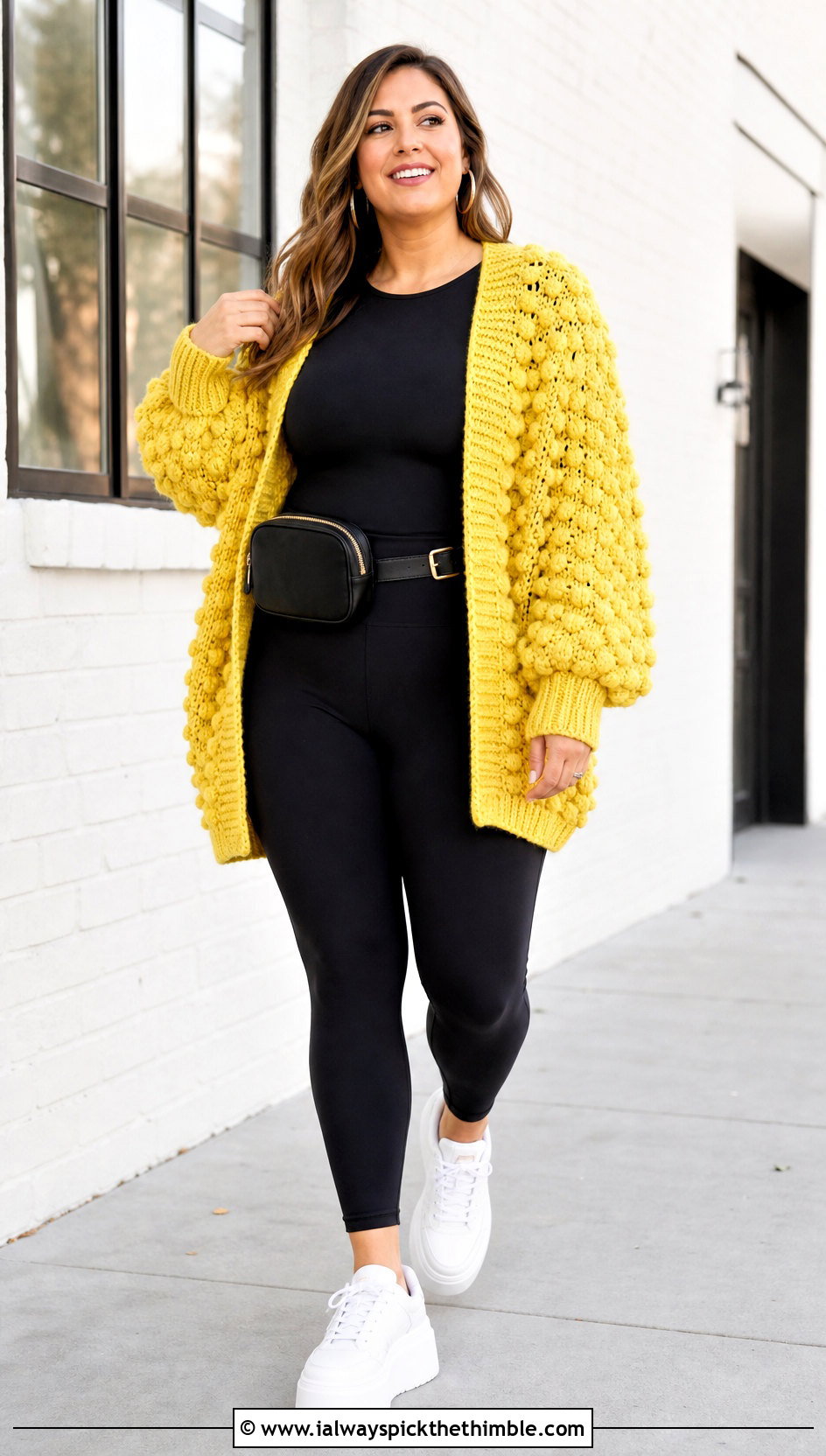 Bobble Stitch Blanket Crochet Cardigan With Leggings - 20 blanket crochet cardigan outfit ideas
