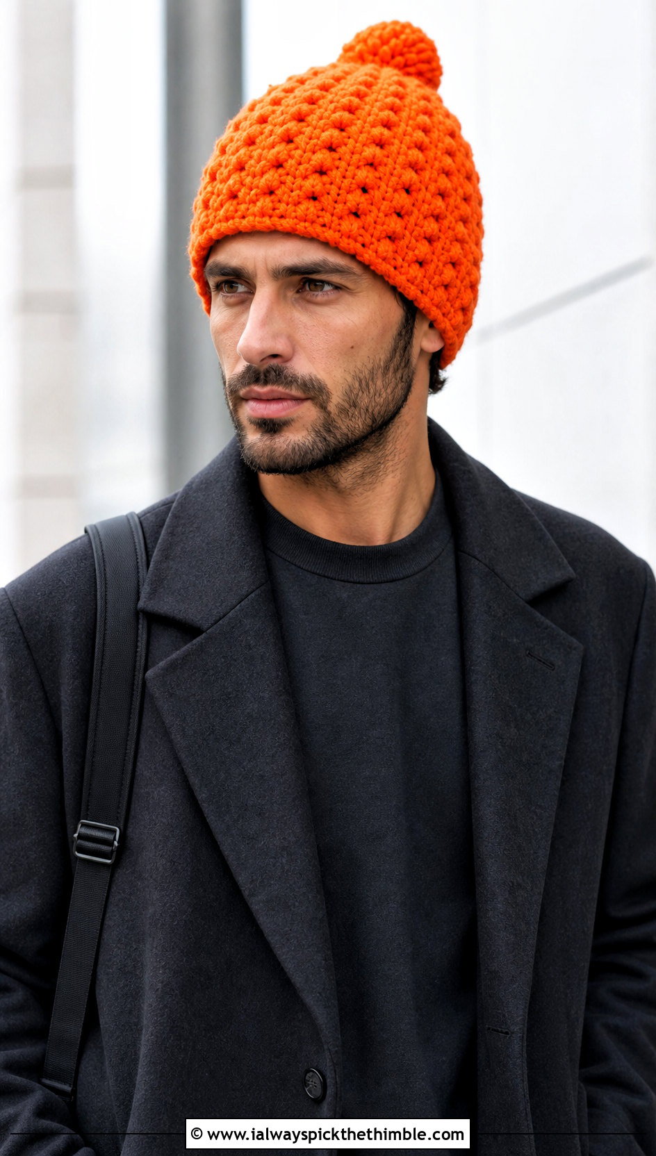 Bobble Stitch Crochet Beanie With Monochrome Outfit - 25 mens crochet beanie outfit ideas