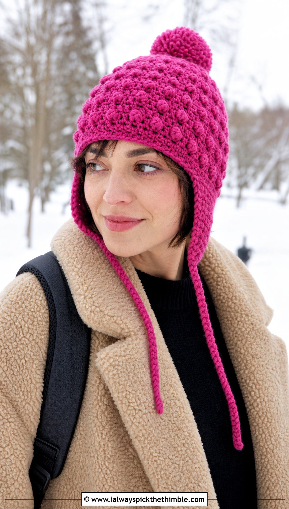 Bobble Stitch Crochet Earflap Hat With Teddy Coat - 25 crochet earflap hat outfit ideas