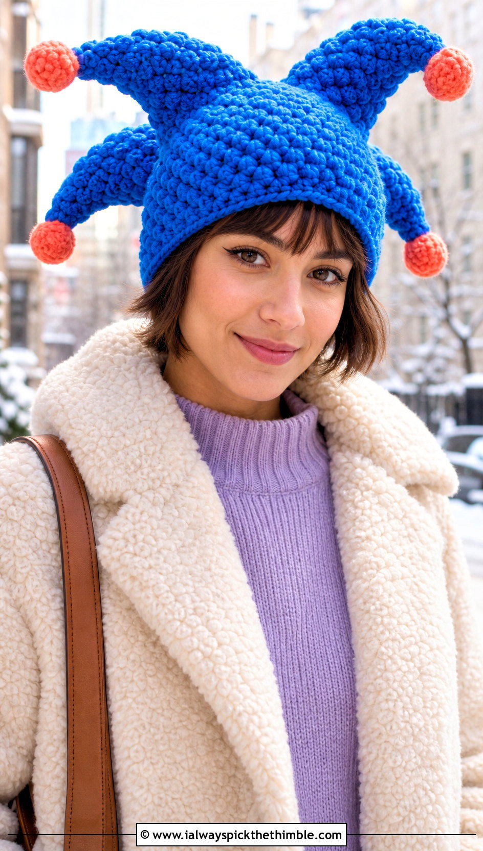 Bobble Stitch Crochet Jester Hat With Teddy Coat - 25 crochet jester hat outfit ideas