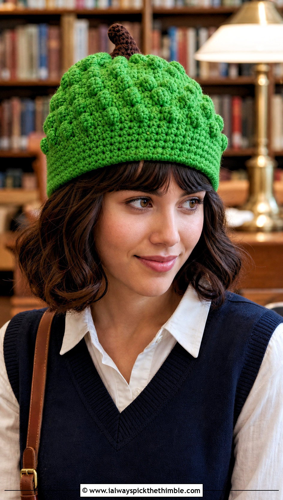 Bobble Stitch Pumpkin Beanie With Sweater Vest - 25 crochet pumpkin hat outfit ideas