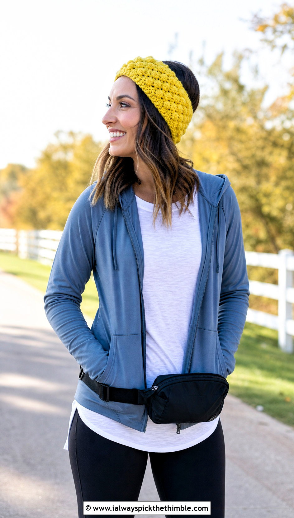Bobble Stitch Pumpkin Headband With Hoodie And Leggings - 25 crochet pumpkin headband outfit ideas