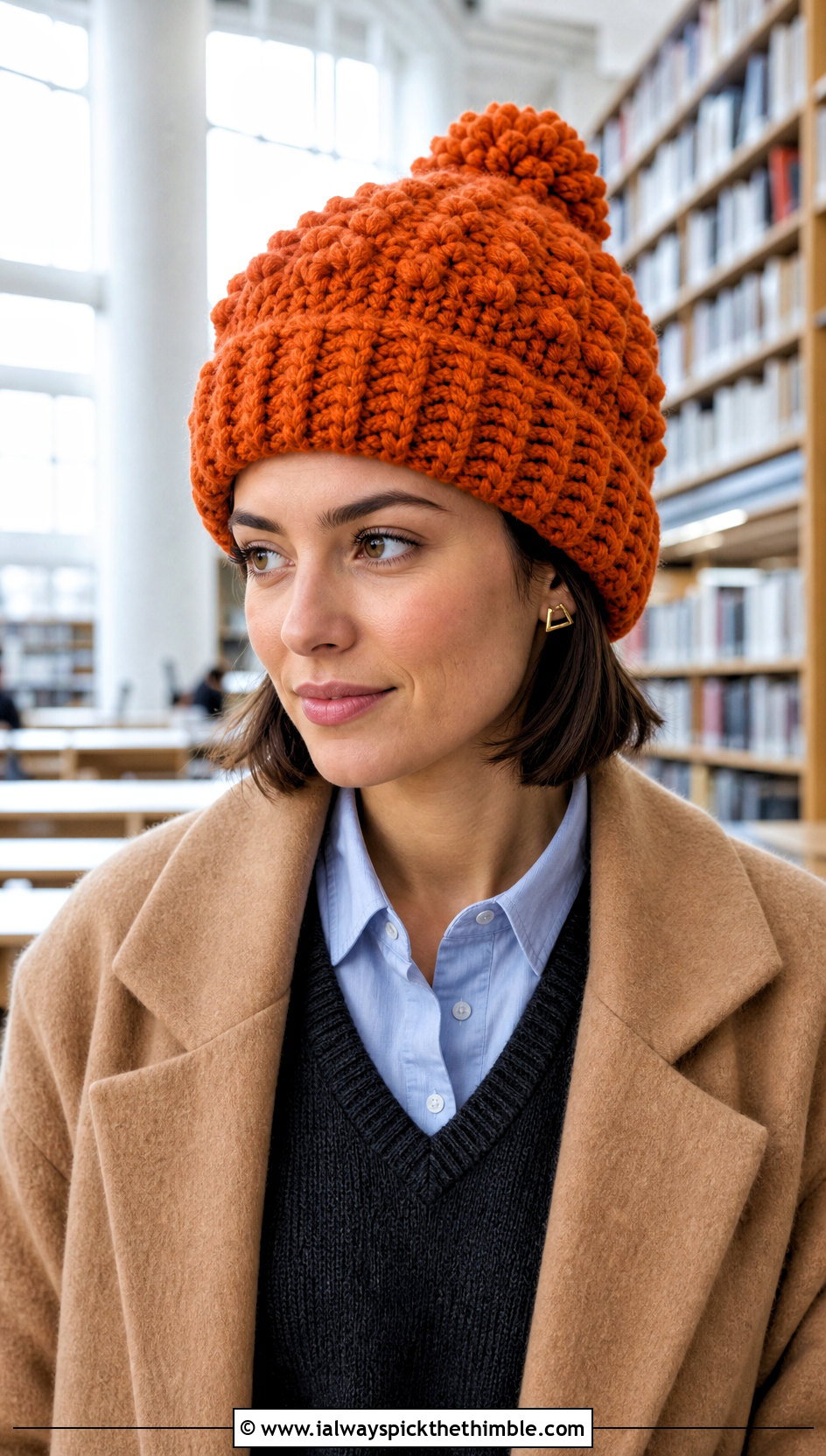Bobble Stitch Super Bulky Crochet Beanie With Sweater Vest - 15 Crochet Hat With Super Bulky Yarn outfit ideas