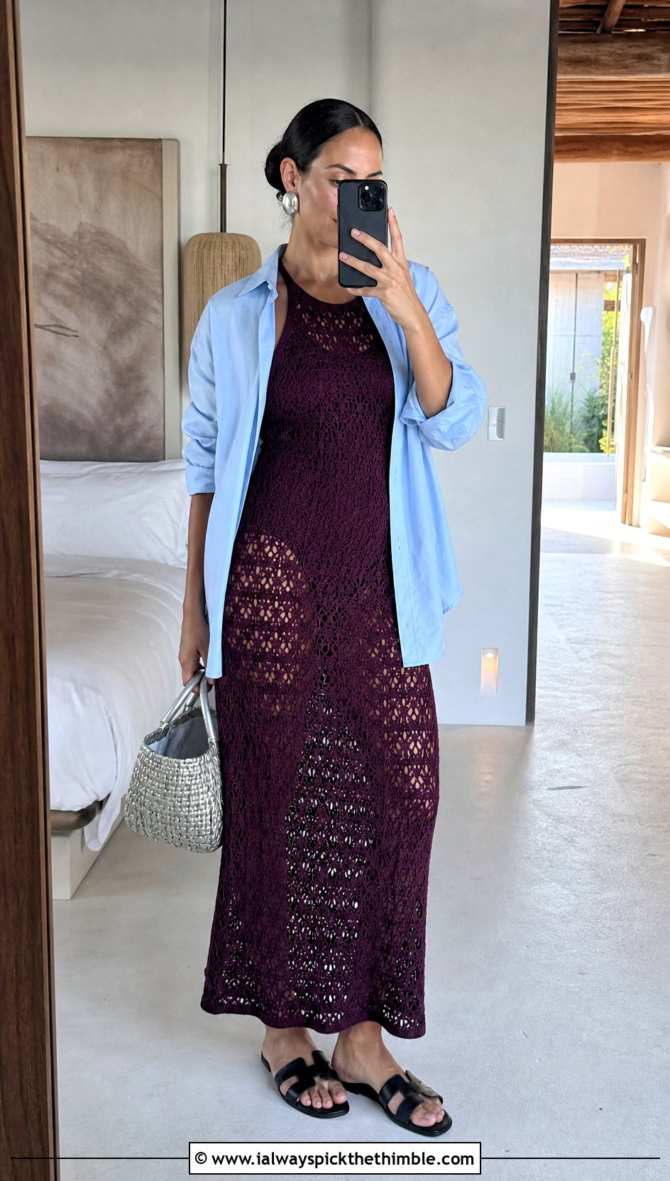 Bodycon Crochet Beach Dress With Oversized Shirt - 25 crochet beach dress outfit ideas