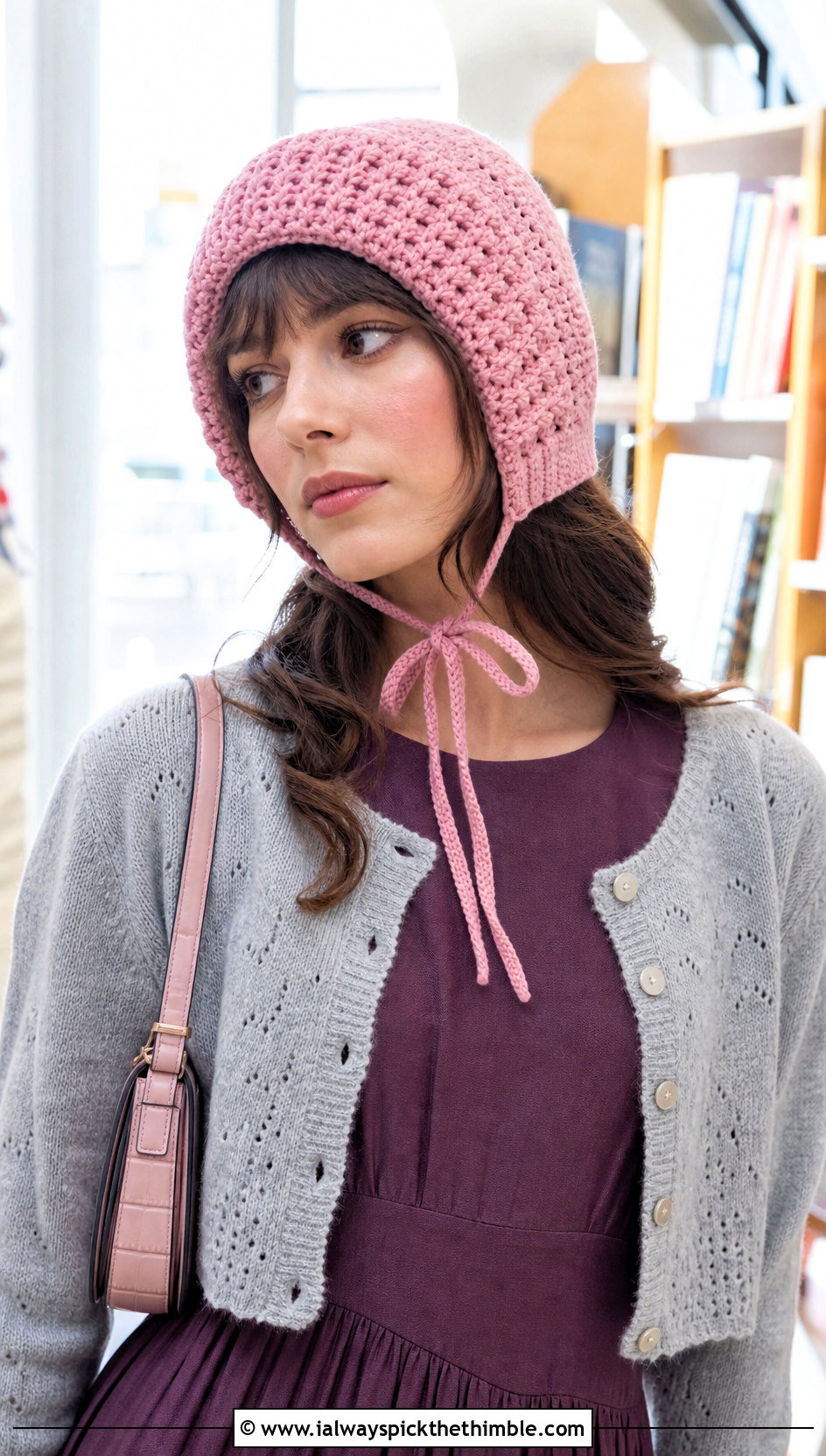 Bonnet Style Crochet Ear Flap Hat With Midi Dress - 20 crochet ear flap hat outfit ideas