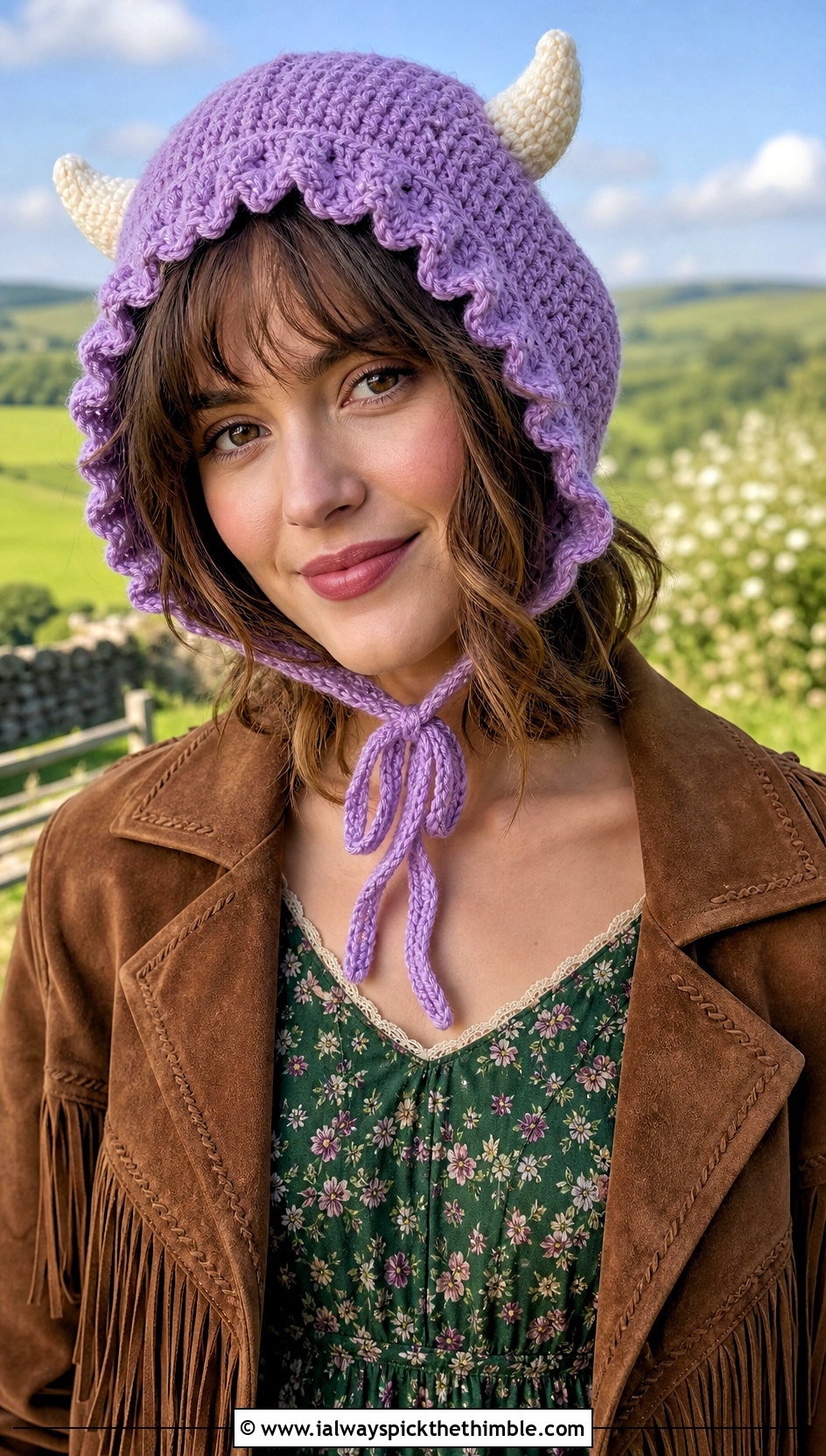 Bonnet Style Viking Hat With Prairie Dress - 25 crochet viking hat outfit ideas