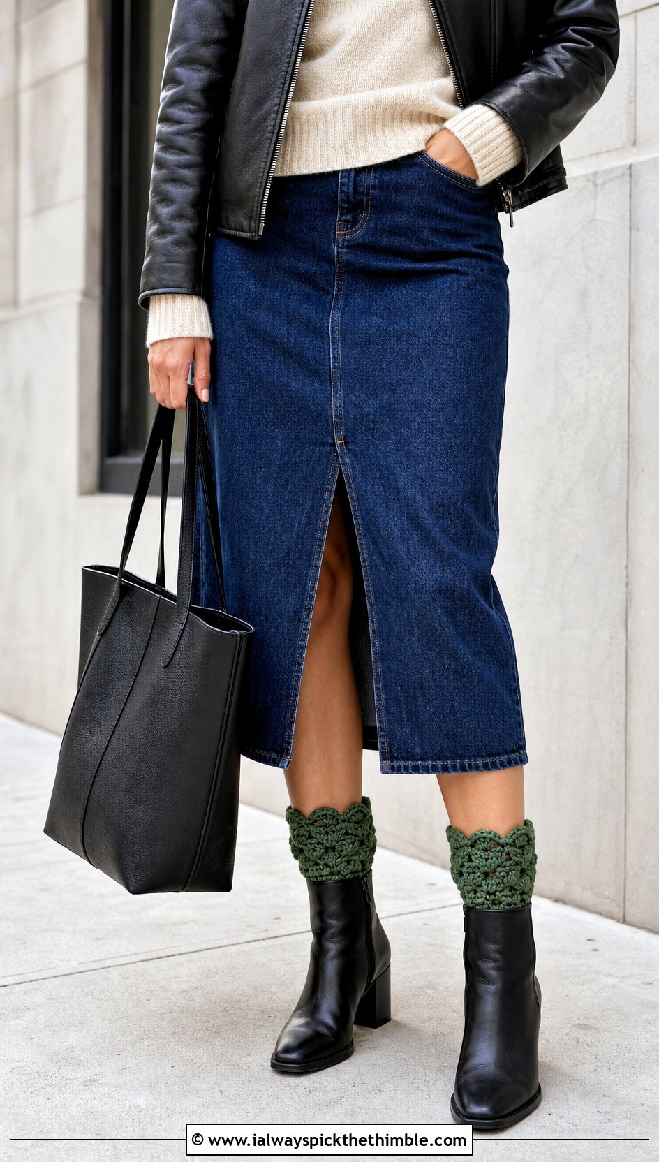 Boot Cuff Crochet Leg Warmers With Denim Skirt - 25 Easy Crochet Leg Warmers outfit ideas