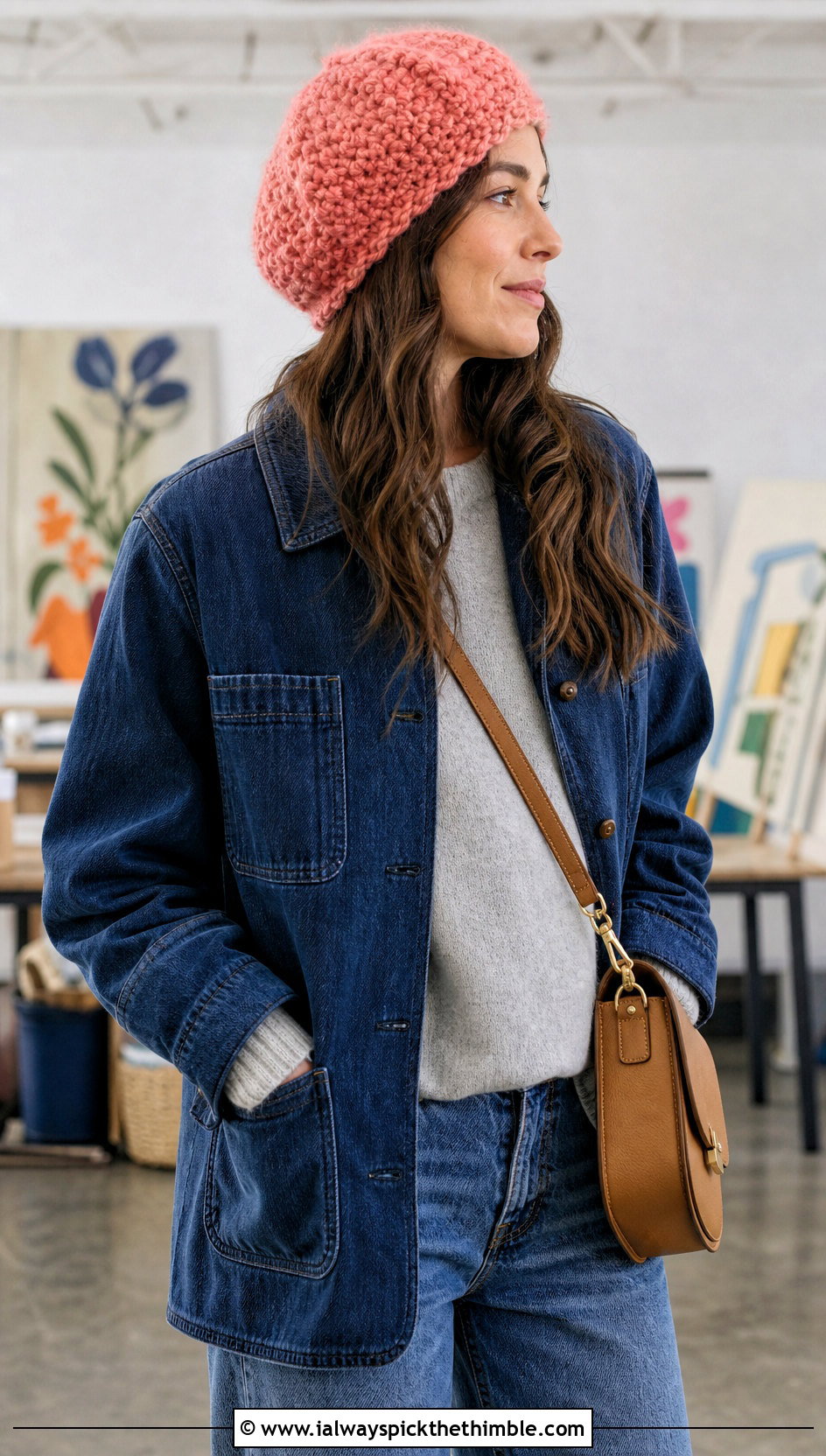 Boucle Magnolia Crochet Beret With Chore Jacket - 15 magnolia crochet beret outfit ideas