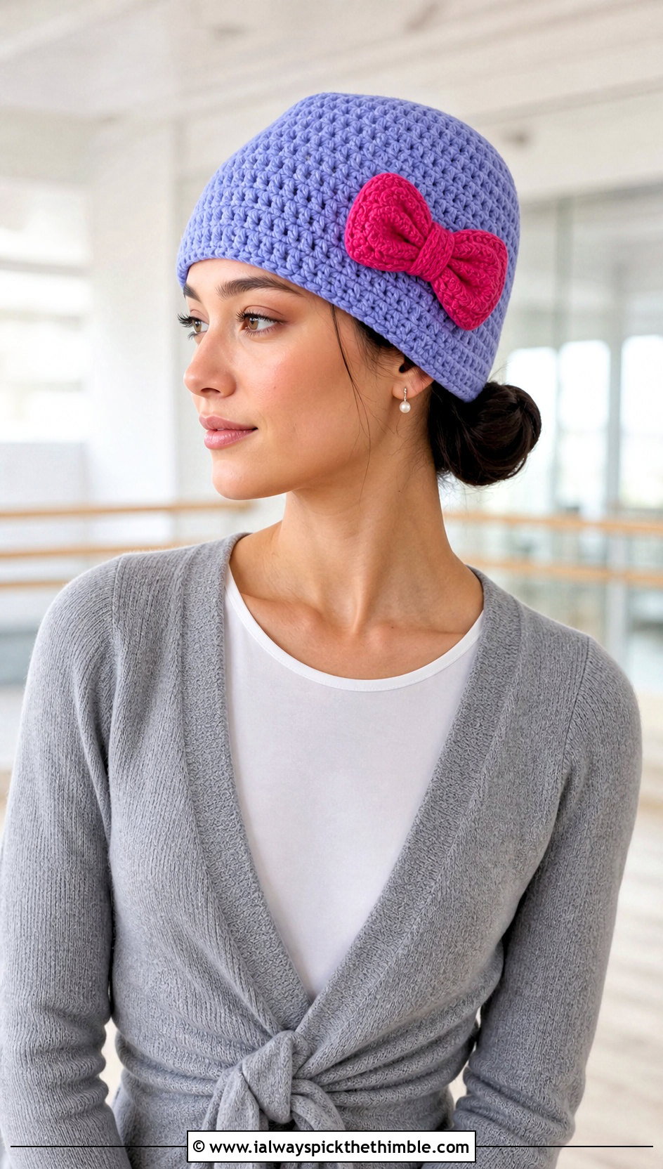 Bow Crochet Beanie With Balletcore Outfit - 25 cute crochet beanies outfit ideas