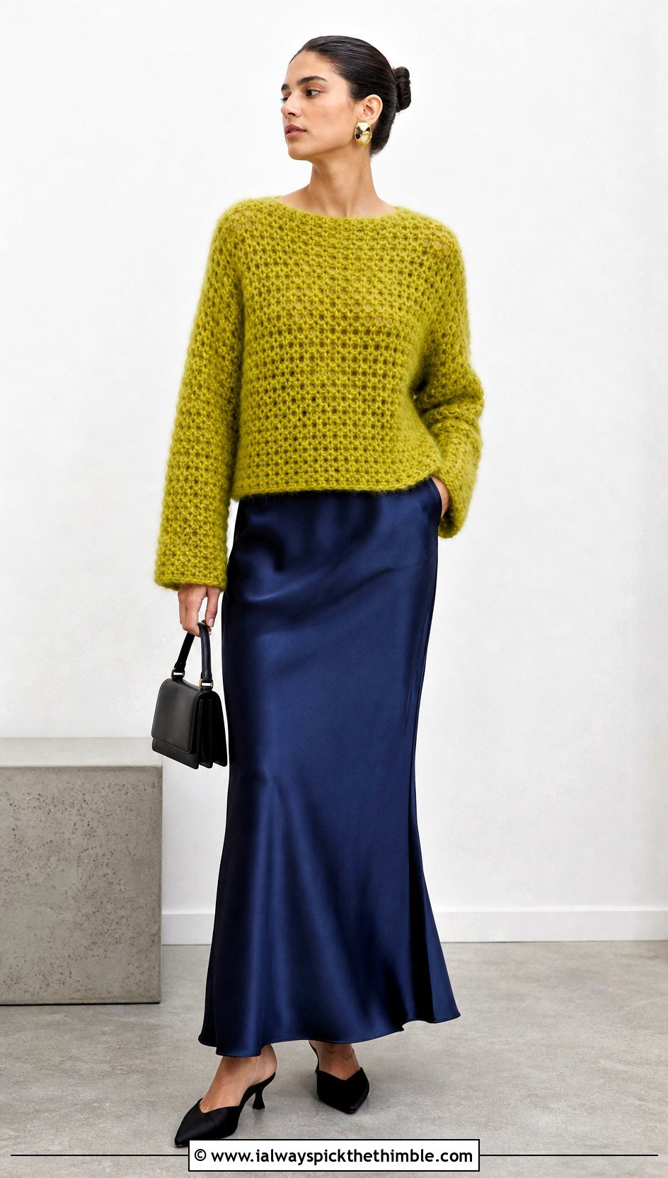 Boxy Mohair Crochet Sweater With Slip Skirt - 25 mohair crochet sweater outfit ideas