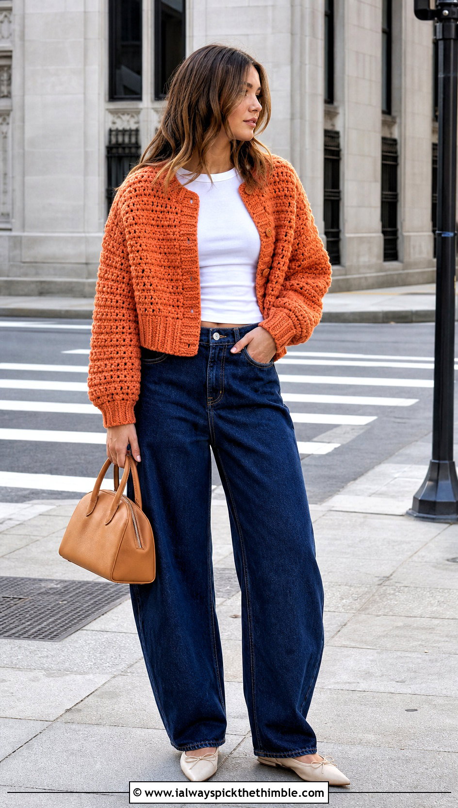 Boxy Riverbed Crochet Cardigan With Barrel Jeans - 20 riverbed crochet cardigan outfit ideas