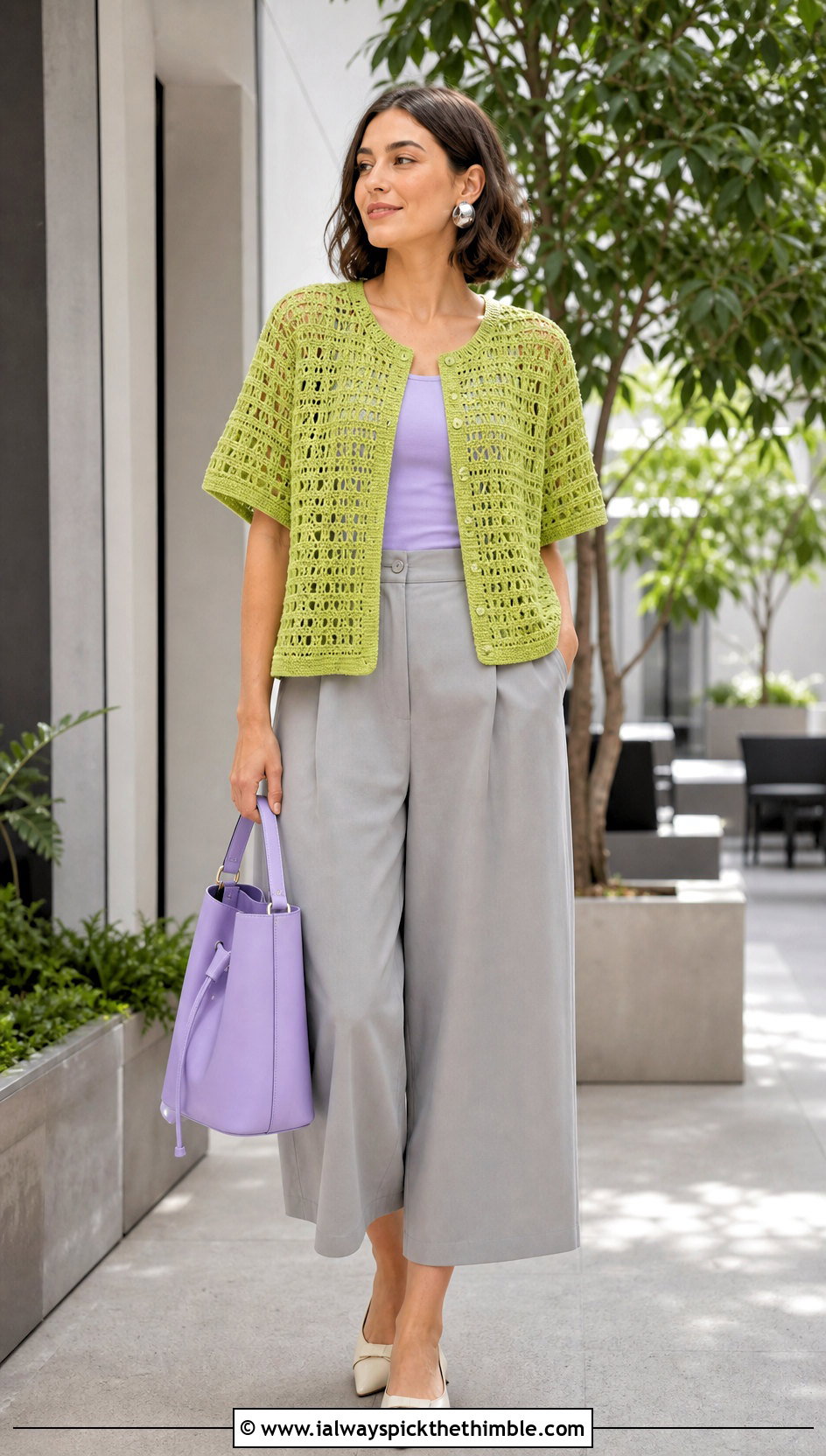 Boxy Short Sleeve Double Crochet Sweater With Culottes - 25 double crochet sweater outfit ideas