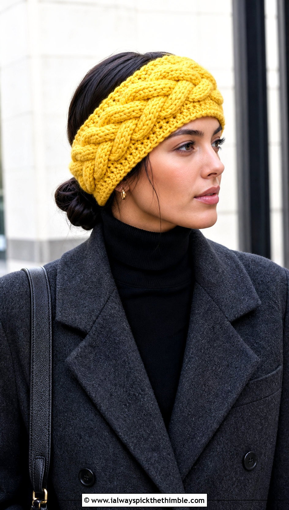Braided Cable Bulky Yarn Crochet Ear Warmer With Wool Coat - 20 Bulky Yarn Crochet Ear Warmer outfit ideas