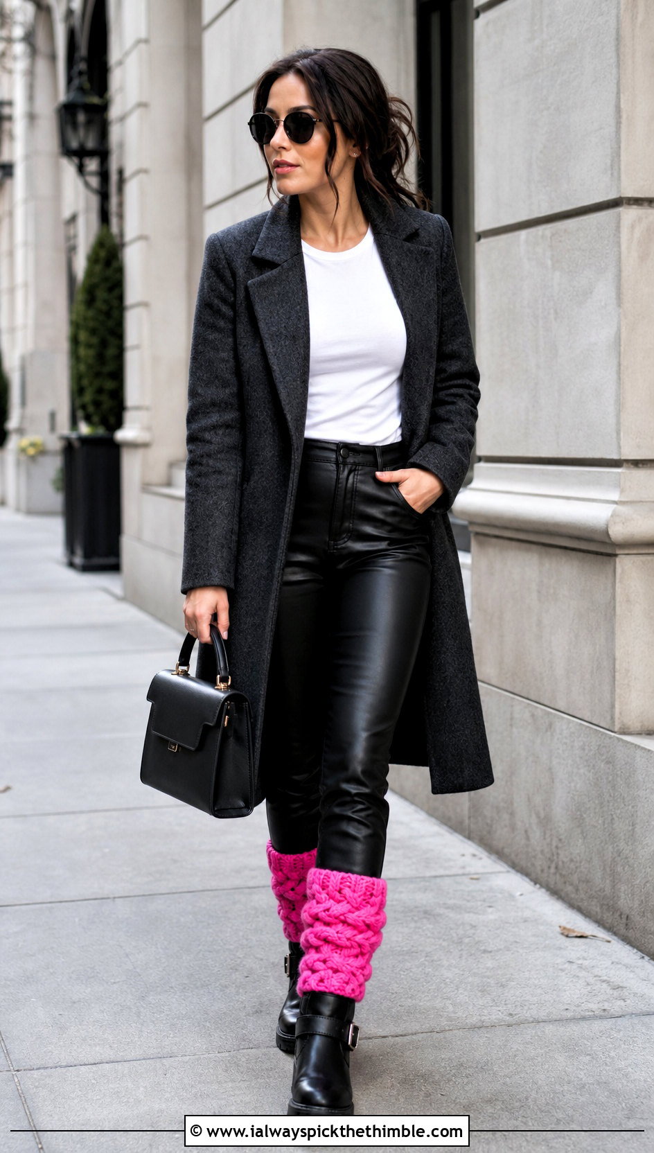 Braided Crochet Boot Cuffs With Leather Pants And Moto Boots - 20 crochet boot cuff outfit ideas