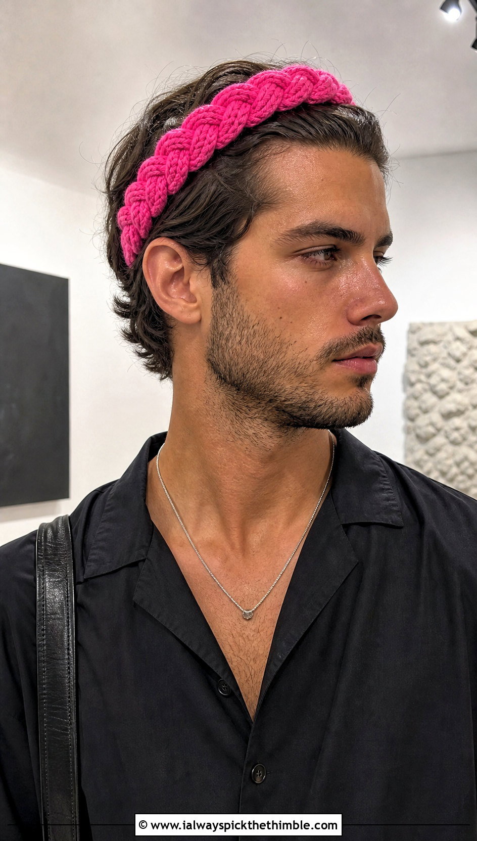 Braided Crochet Headband With Monochrome Outfit - 15 Crochet Headband For Men outfit ideas