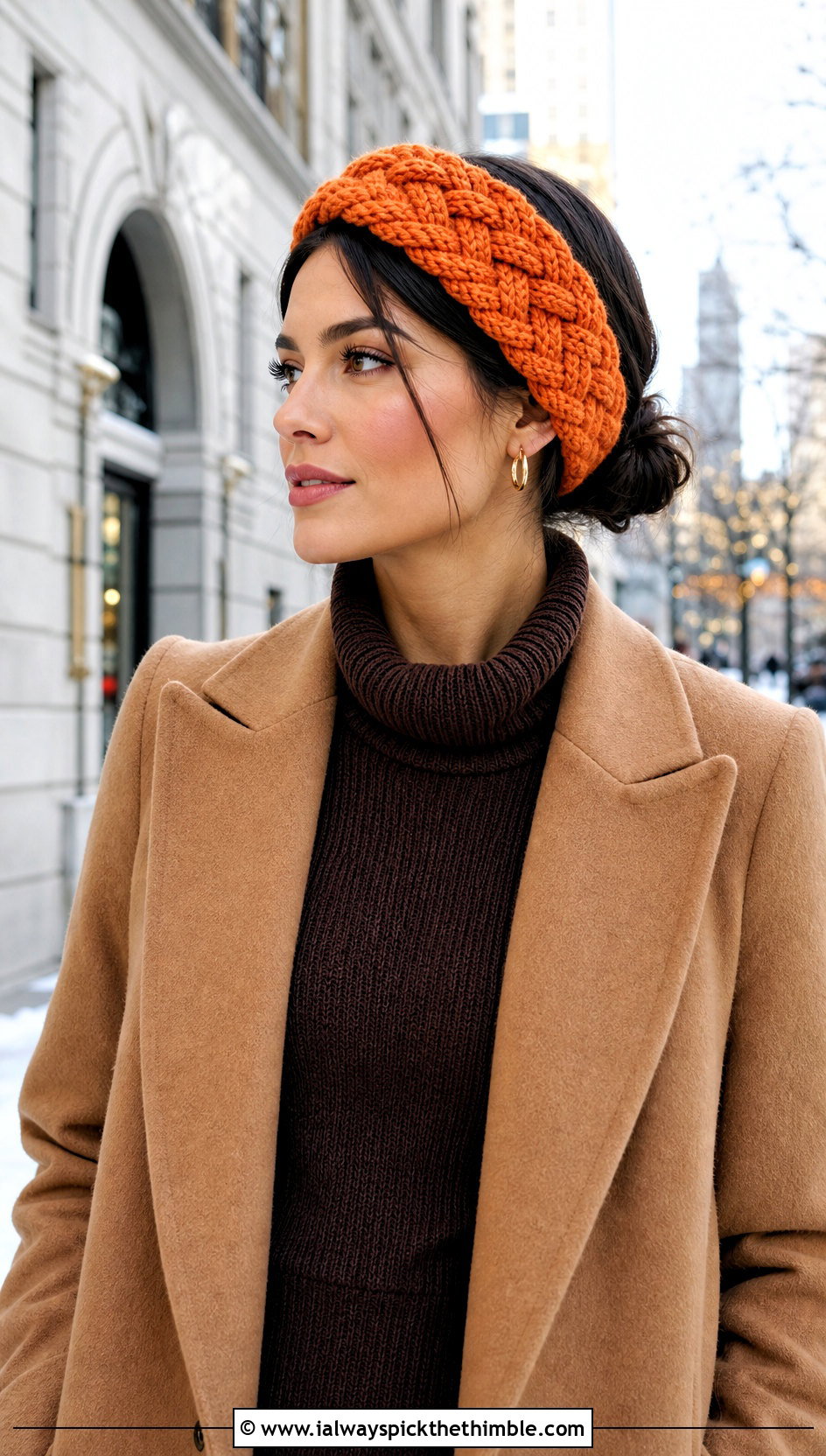 Braided Crochet Headband With Sweater Dress - 20 crochet headband for women outfit ideas