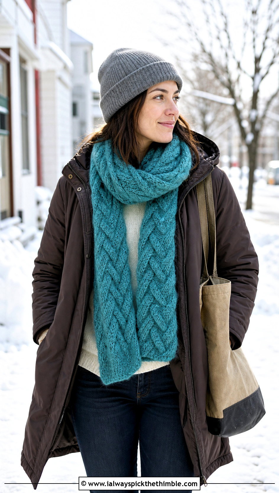 Braided Crochet Mohair Scarf With Parka - 20 crochet mohair scarf outfit ideas