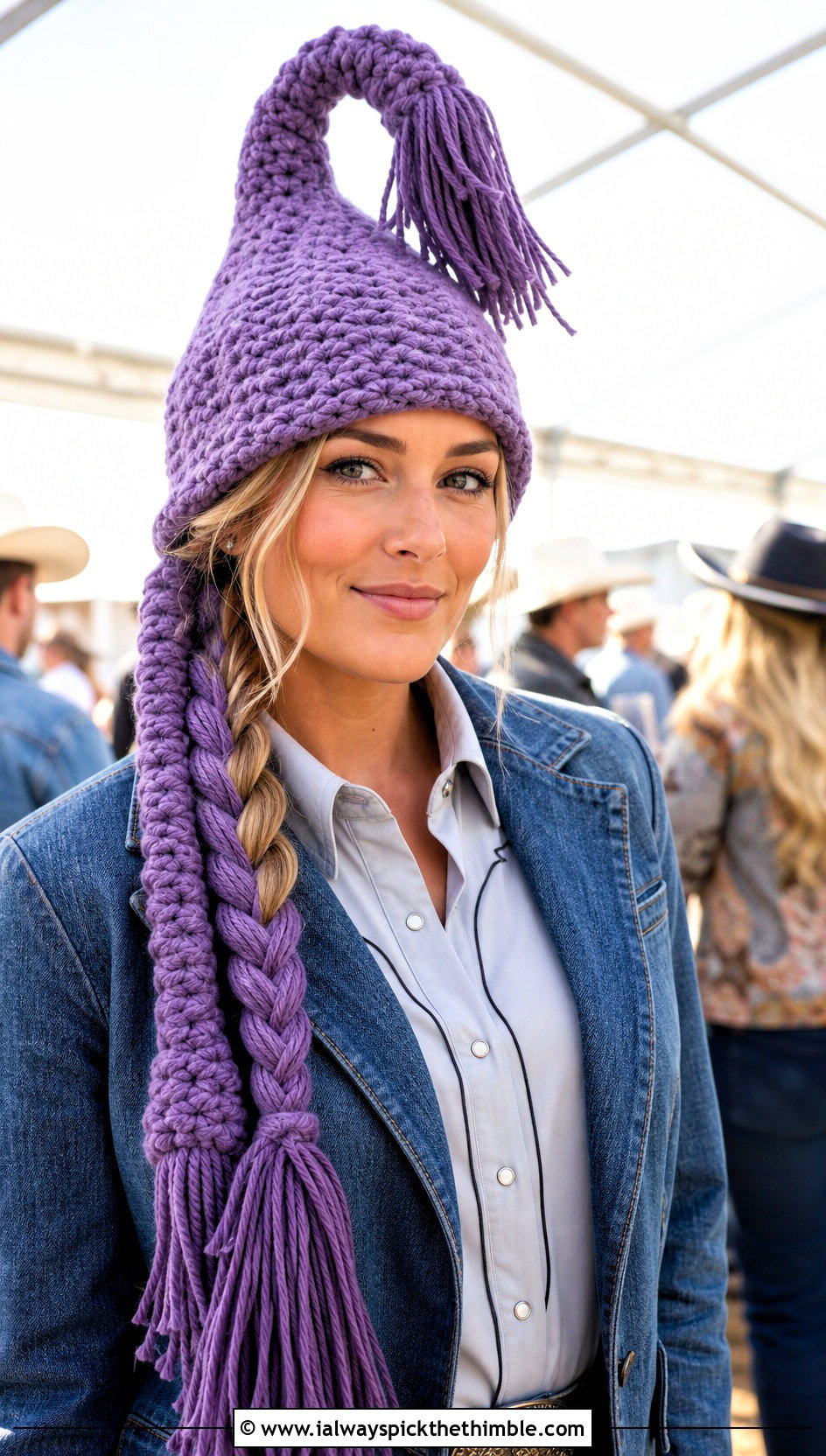 Braided Fringe Crochet Cindy Lou Who Hat With Western Suit - 20 Crochet Cindy Lou Who Hat outfit ideas