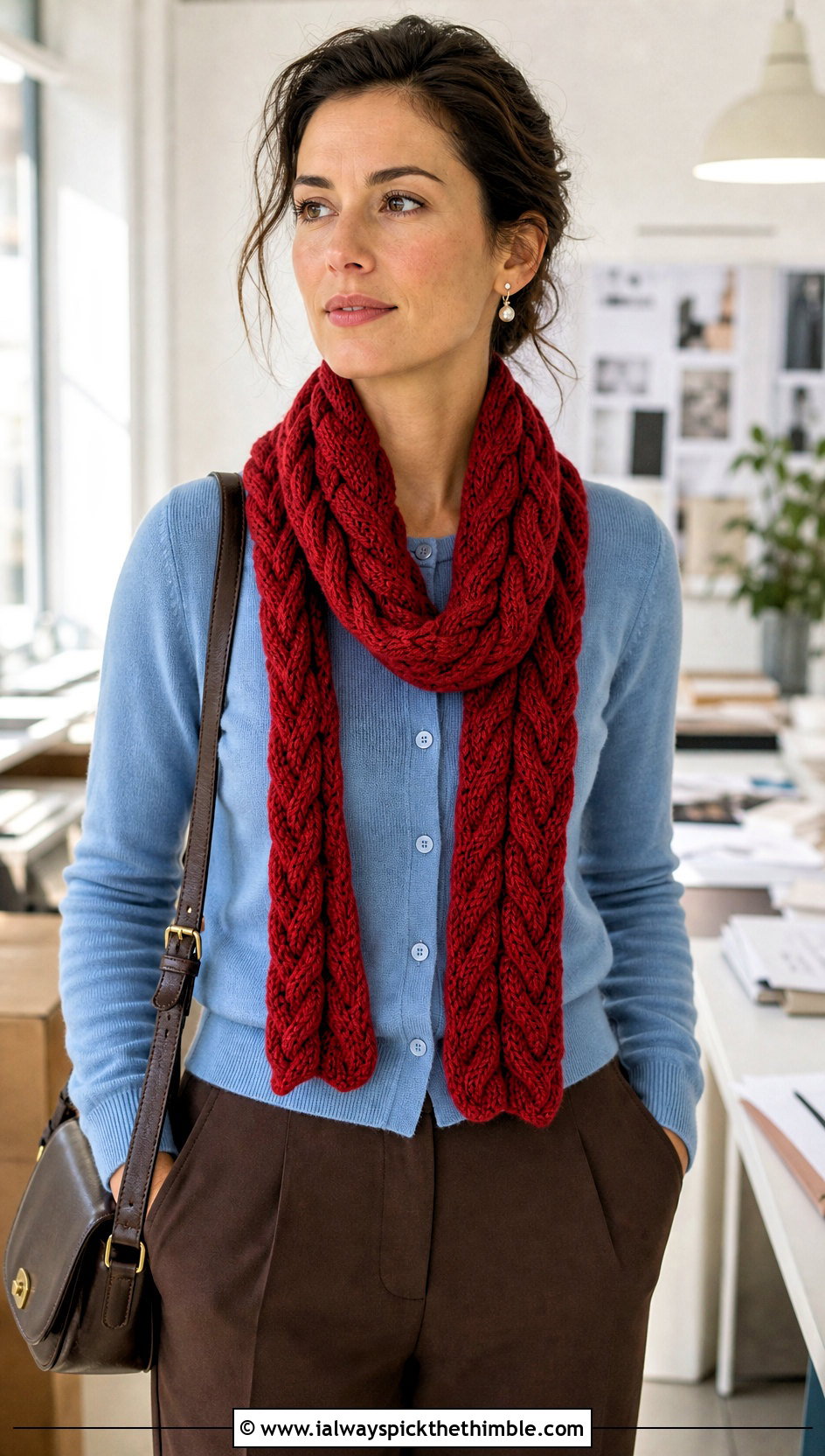 Braided Red Crochet Scarf With Cardigan And Trousers - 20 taylor swift red crochet scarf outfit ideas