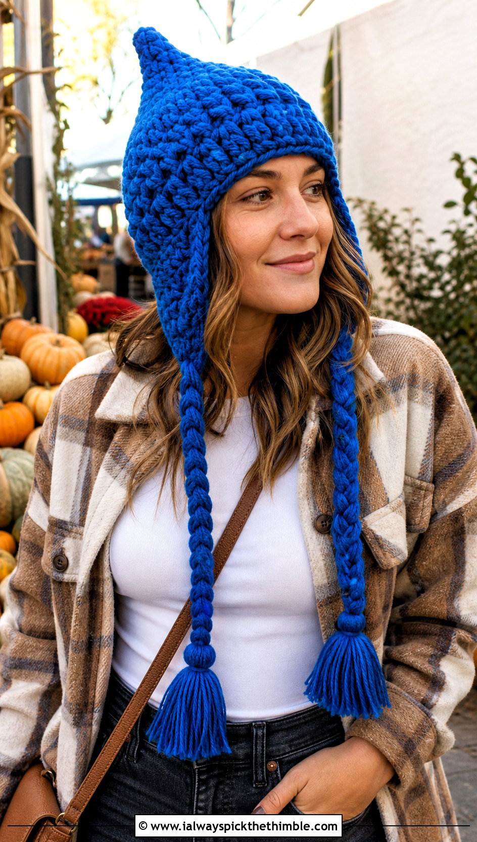 Braided Tassel Crochet Fairy Hat With Shacket Outfit - 20 Crochet Fairy Hat outfit ideas
