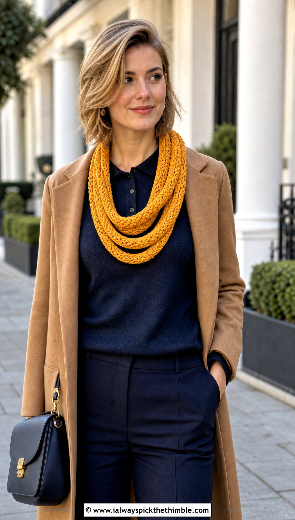 Braided Triple Chain Crochet Scarf With Polo Sweater - 15 Chain Link Crochet Scarf outfit ideas
