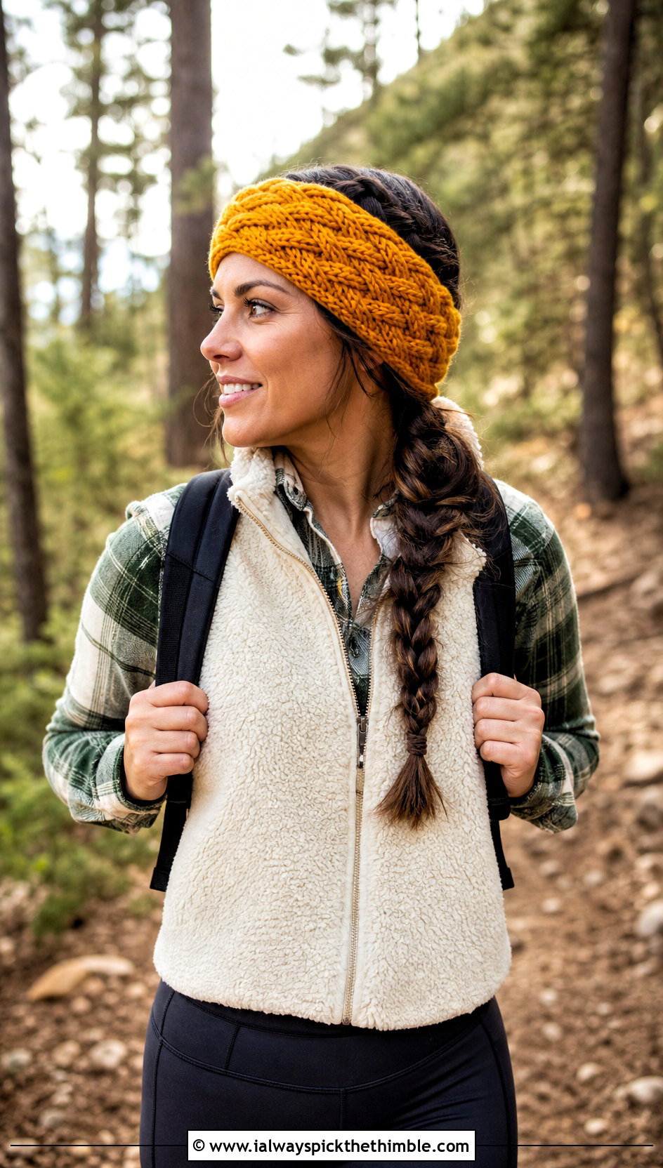 Braided Twist Crochet Ear Warmer With Fleece Vest - 20 twist crochet ear warmer outfit ideas