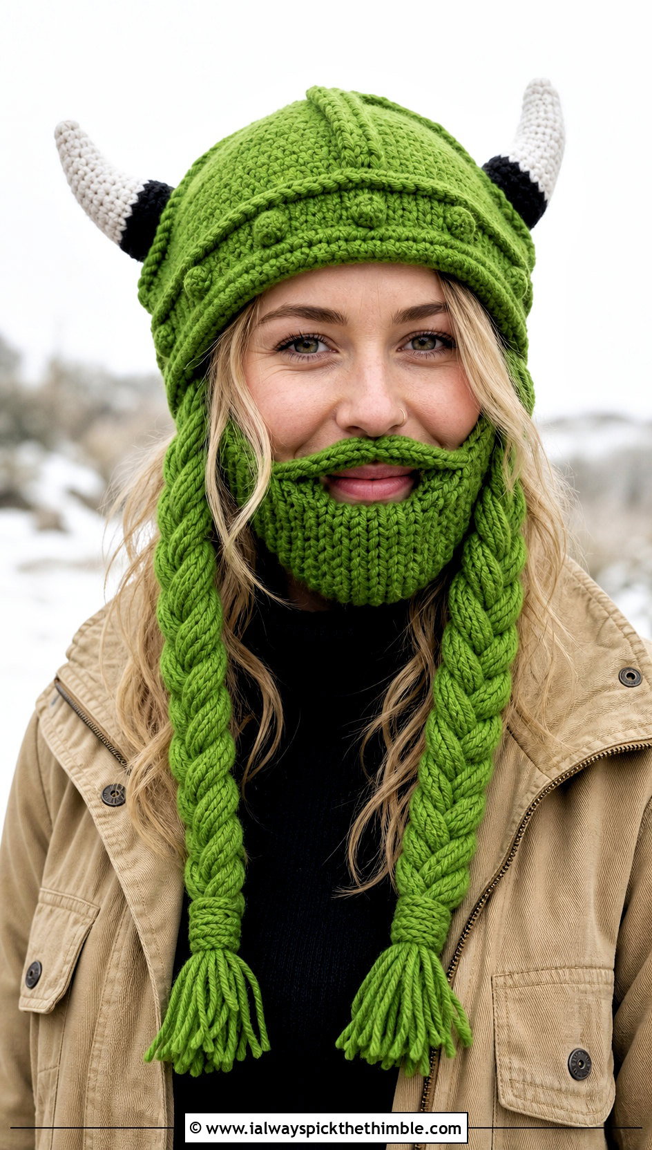Braided Viking Beard Crochet Hat With Utility Jacket - 25 crochet beard hat outfit ideas
