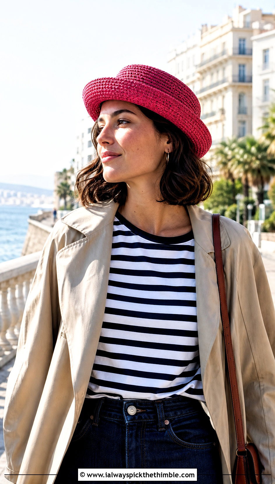 Breton Crochet Raffia Hat With Striped T Shirt - 20 crochet raffia hat outfit ideas