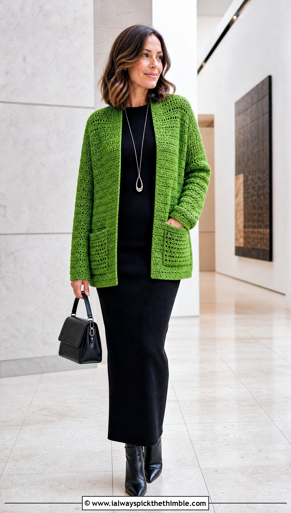 Briar Pocket Crochet Cardigan With A Knit Column Dress - 15 Briar Pocket Crochet Cardigan outfit ideas