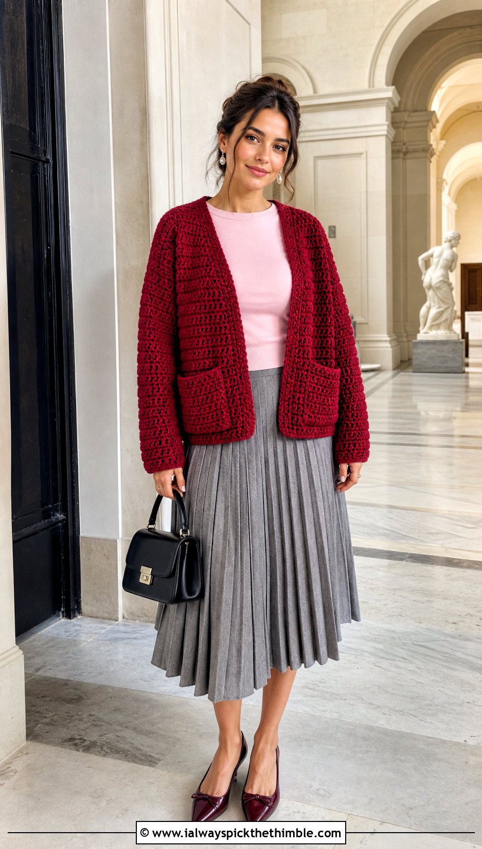 Briar Pocket Crochet Cardigan With A Pleated Midi Skirt - 15 Briar Pocket Crochet Cardigan outfit ideas