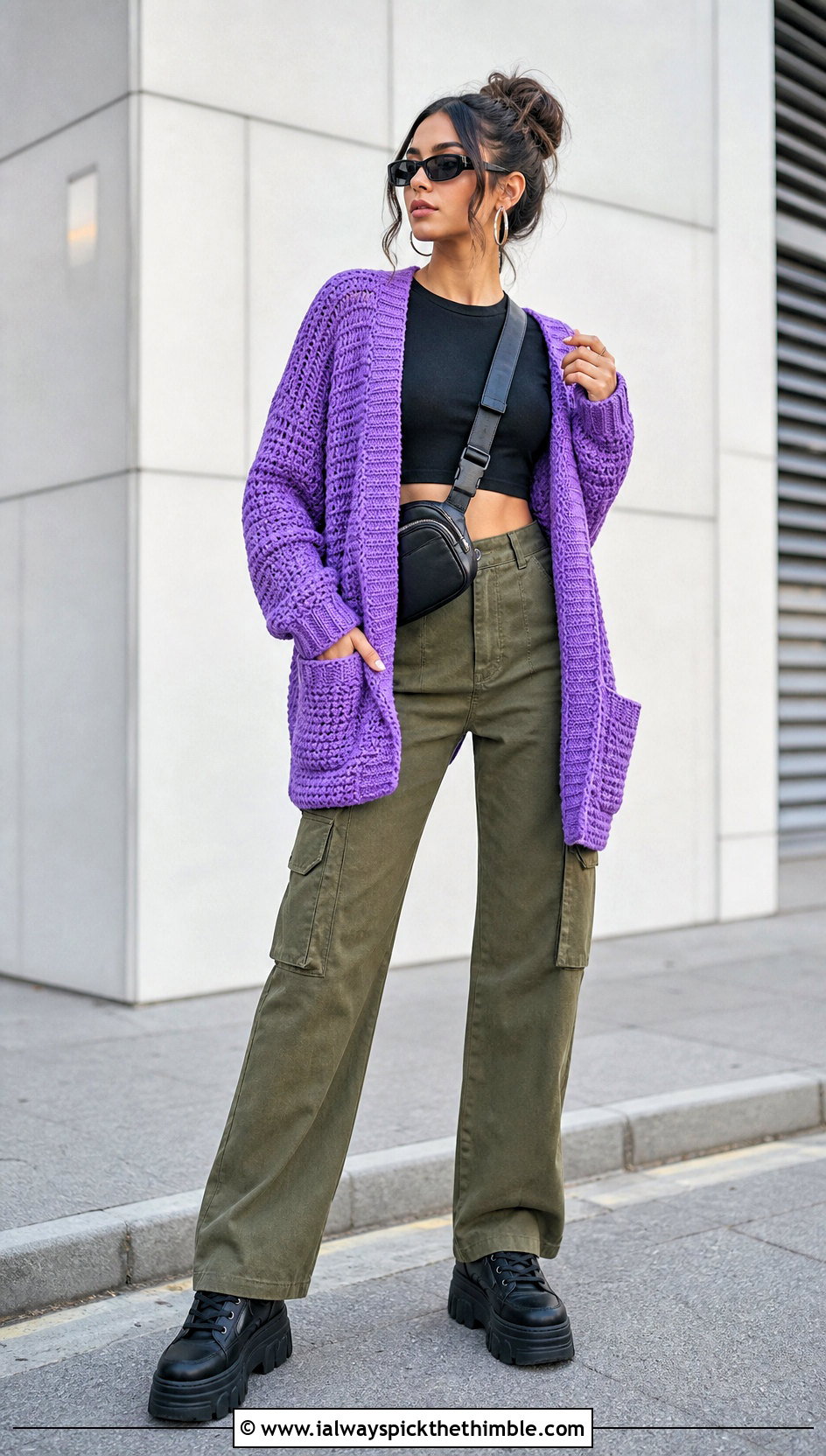 Briar Pocket Crochet Cardigan With Cargo Pants - 15 Briar Pocket Crochet Cardigan outfit ideas