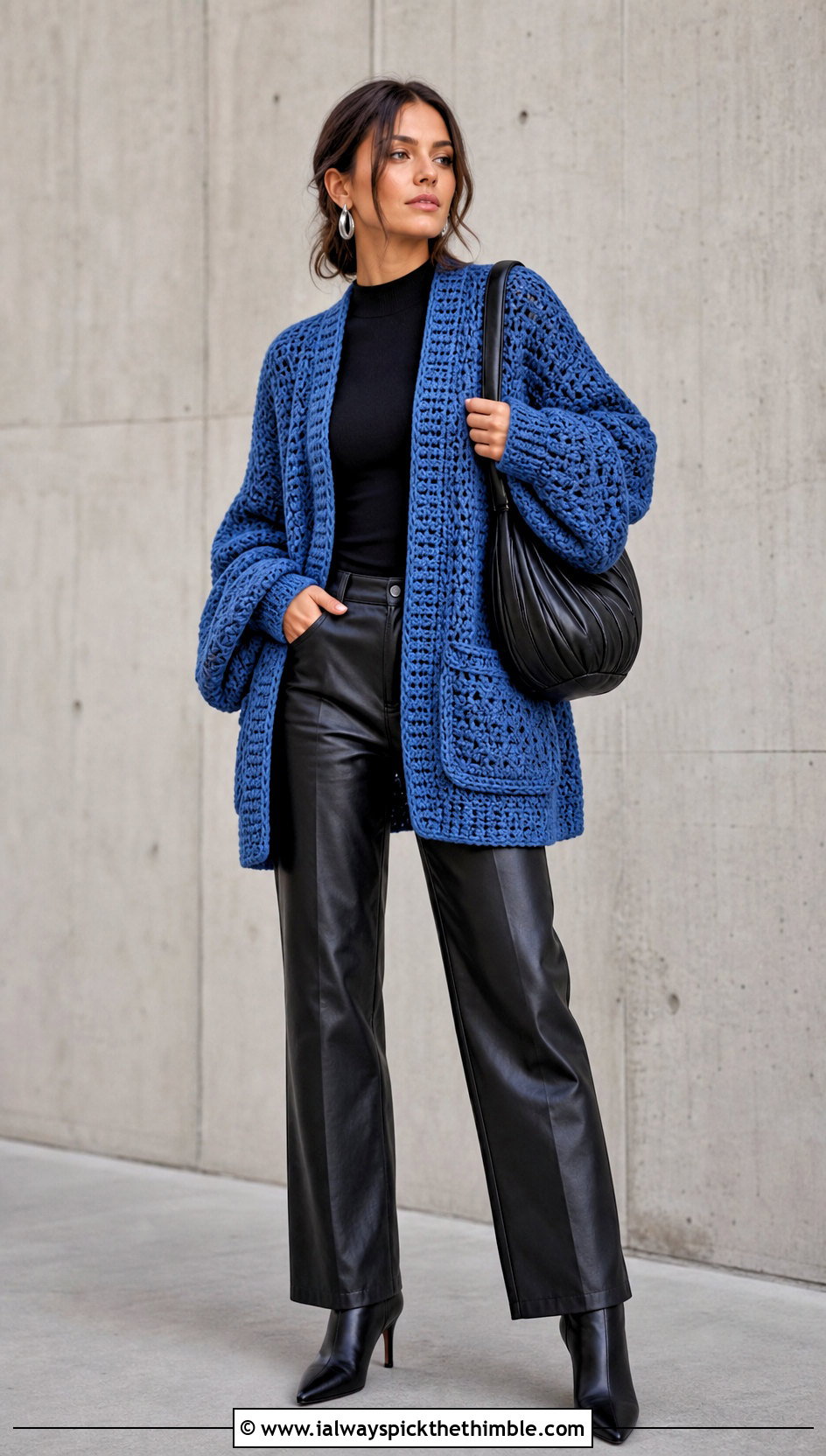 Briar Pocket Crochet Cardigan With Leather Pants - 15 Briar Pocket Crochet Cardigan outfit ideas
