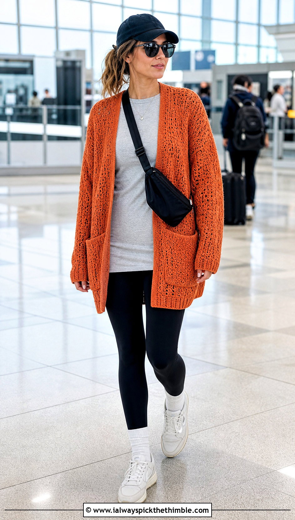 Briar Pocket Crochet Cardigan With Leggings And Sneakers - 15 Briar Pocket Crochet Cardigan outfit ideas