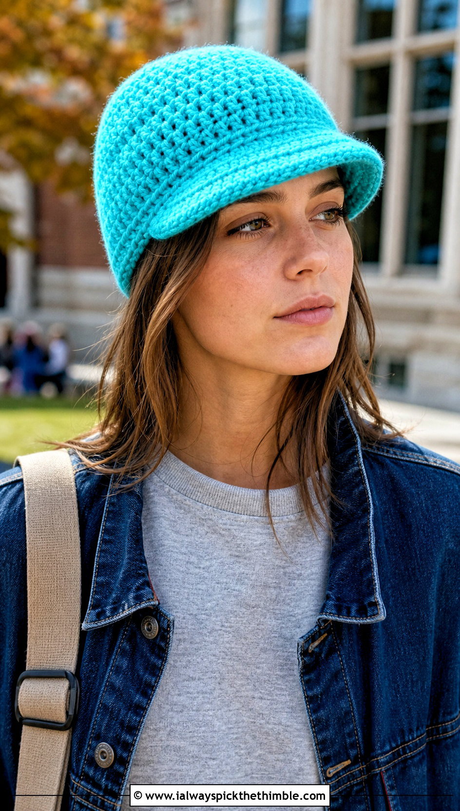 Brimmed Beanie Crochet Newsboy Hat With Sweatshirt And Maxi Skirt - 25 crochet newsboy hat outfit ideas