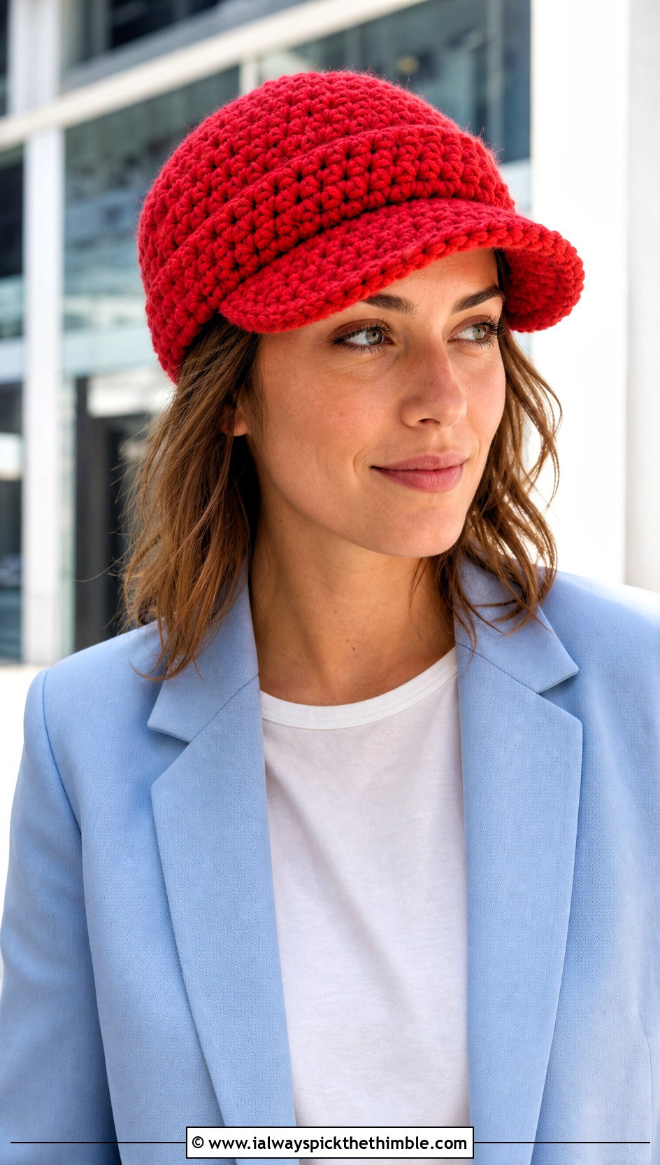 Brimmed Bulky Crochet Cap With Matching Suit - 15 Easy Bulky Crochet Hat outfit ideas