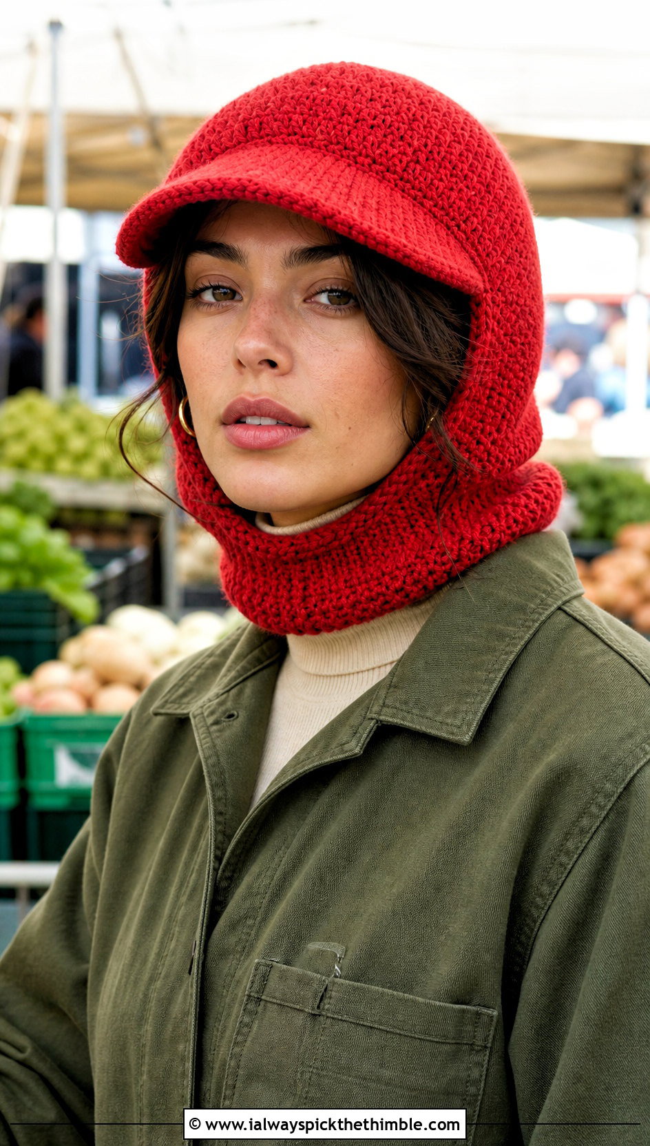Brimmed Crochet Balaclava Hood With Utility Jumpsuit - 25 crochet baclava hat outfit ideas