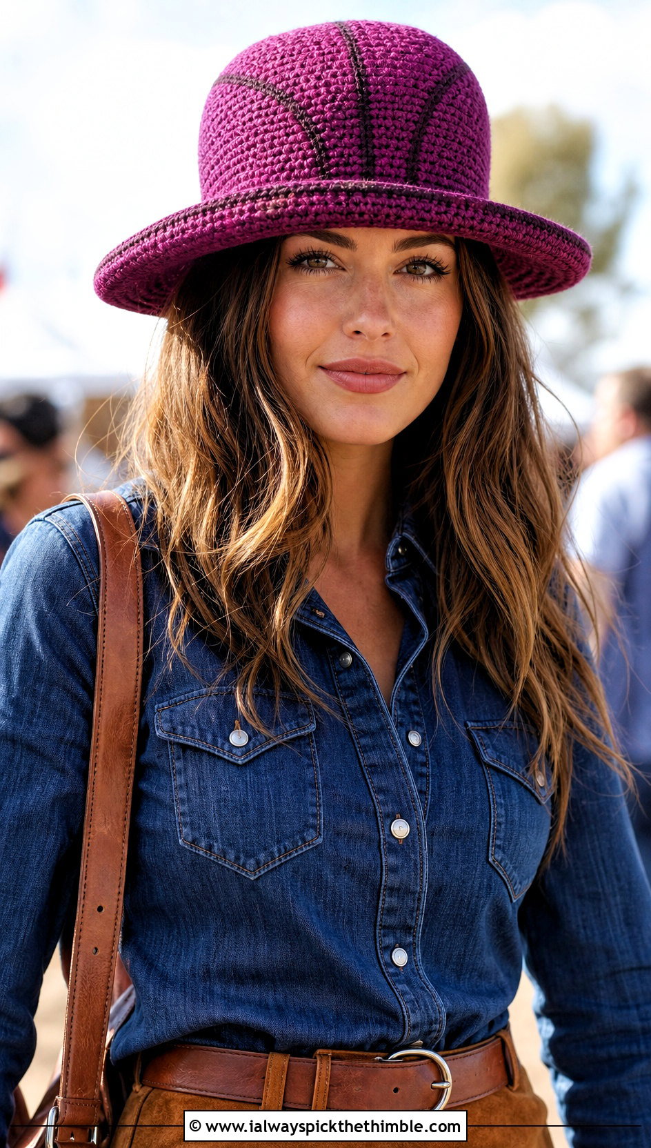 Brimmed Crochet Basketball Hat With Western Denim - 20 crochet basketball hat outfit ideas