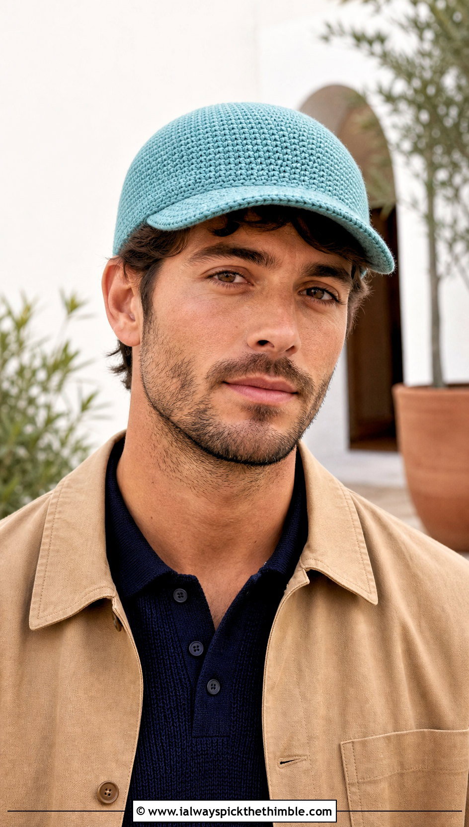 Brimmed Crochet Beanie With Overshirt And Loafers - 20 easy crochet beanie for men outfit ideas