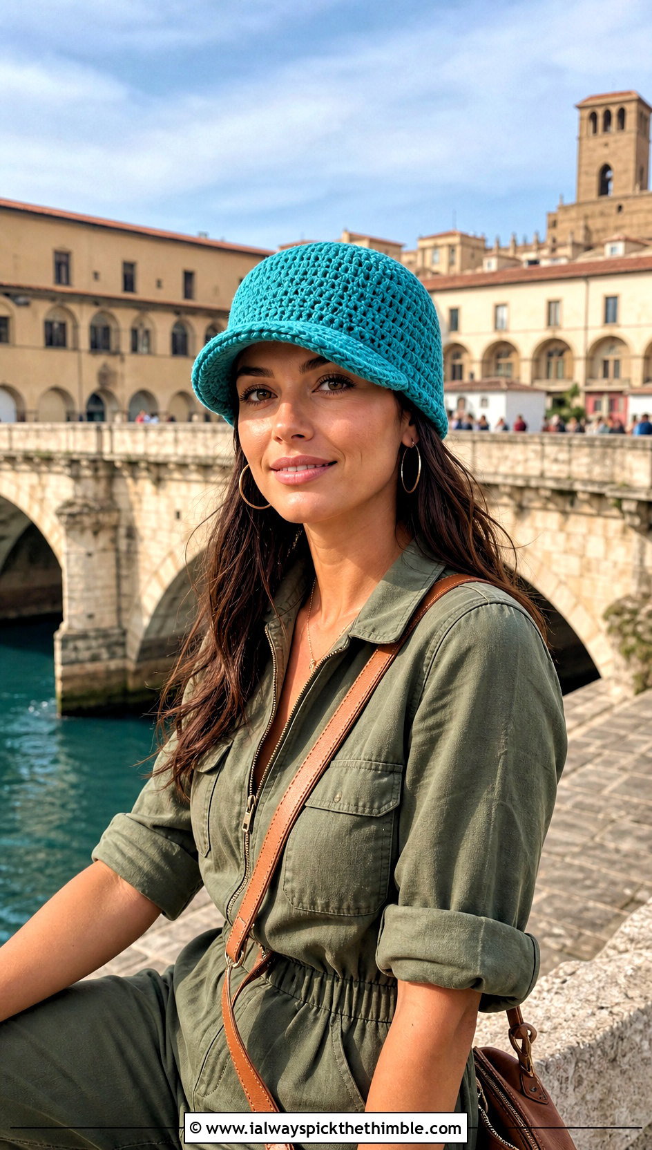 Brimmed Crochet Beanie With Utility Jumpsuit And Sneakers - 25 easy crochet beanie womens outfit ideas