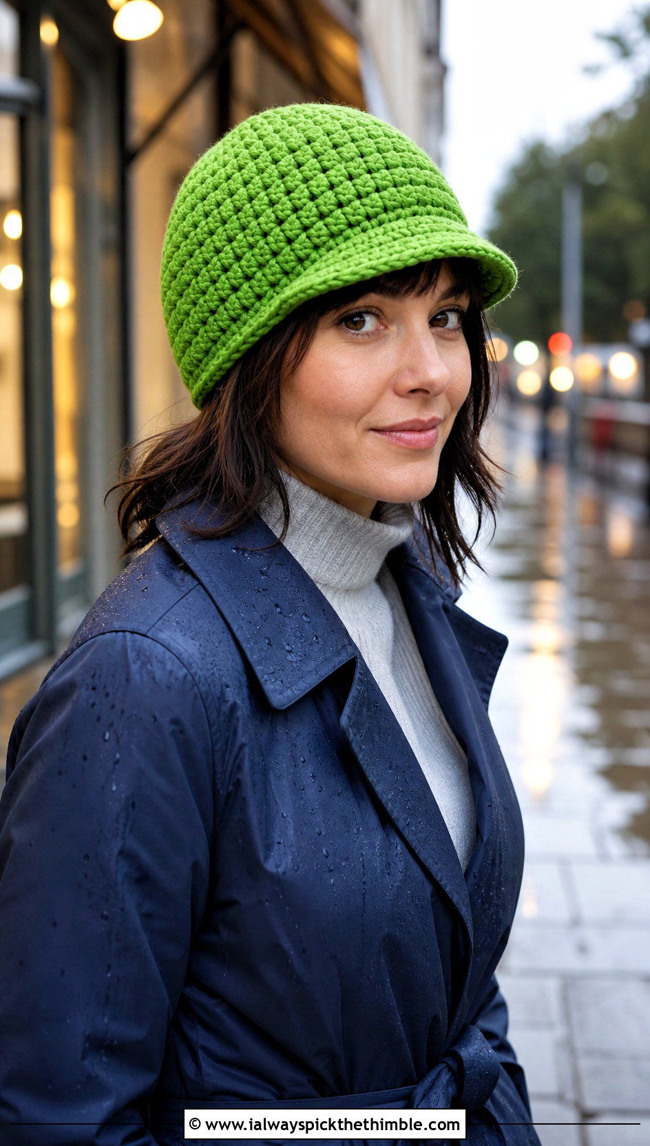 Brimmed Glacier Crochet Beanie With Raincoat - 15 Glacier Crochet Beanie outfit ideas