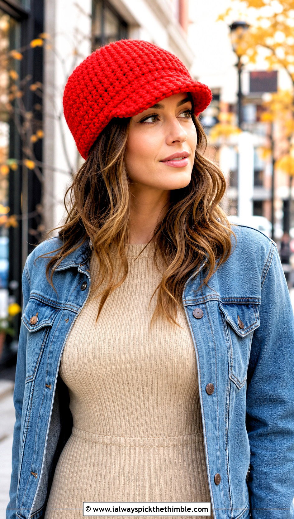 Brimmed Single Crochet Beanie With Midi Dress And Boots - 15 Sc Crochet Beanie outfit ideas