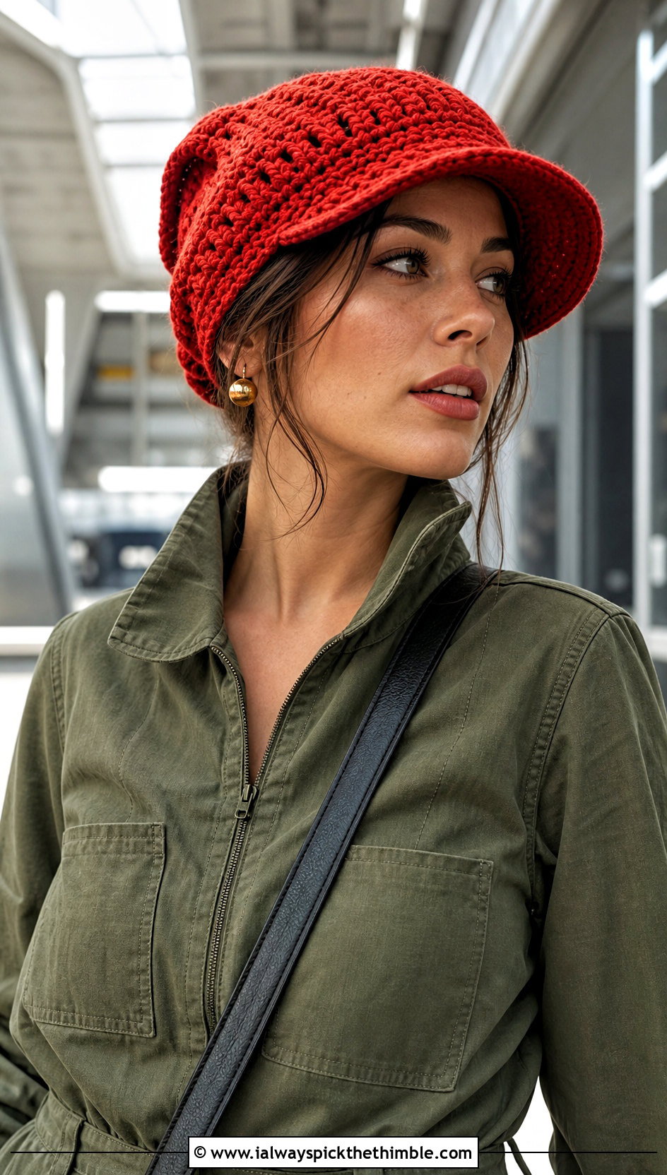 Brimmed Slouchy Crochet Hat With Jumpsuit And Platform Sneakers - 15 Slouchy Crochet Hat outfit ideas
