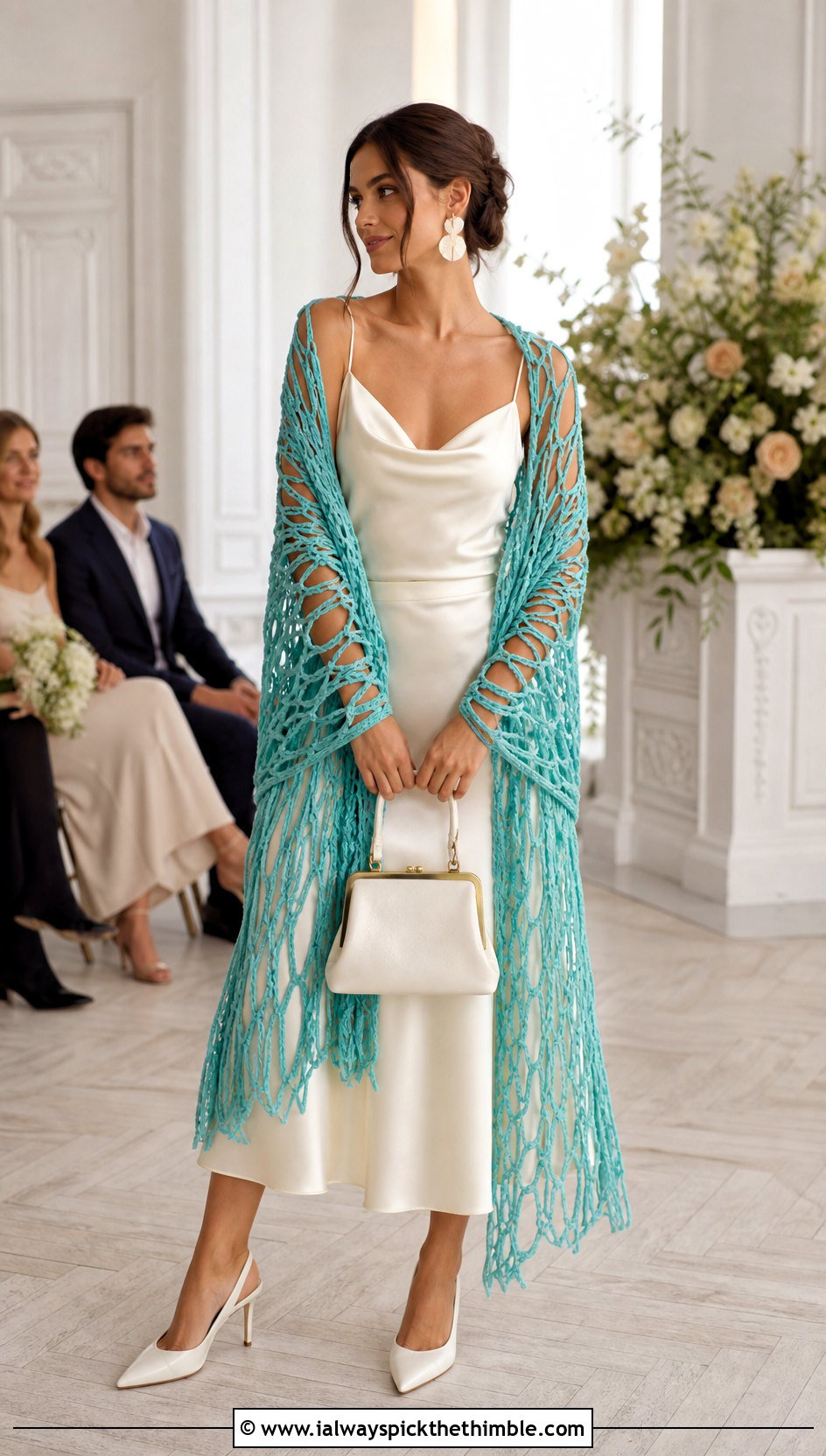 Broomstick Lace Crochet Bridal Shawl With Midi Skirt Set - 20 Crochet Bridal Shawl outfit ideas