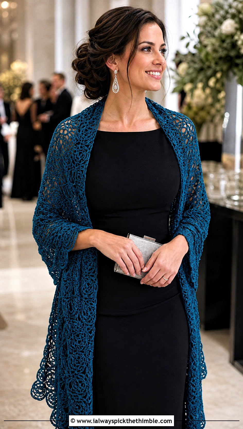 Broomstick Lace Crochet Shawl With Evening Dress - 20 Crochet A Shawl outfit ideas