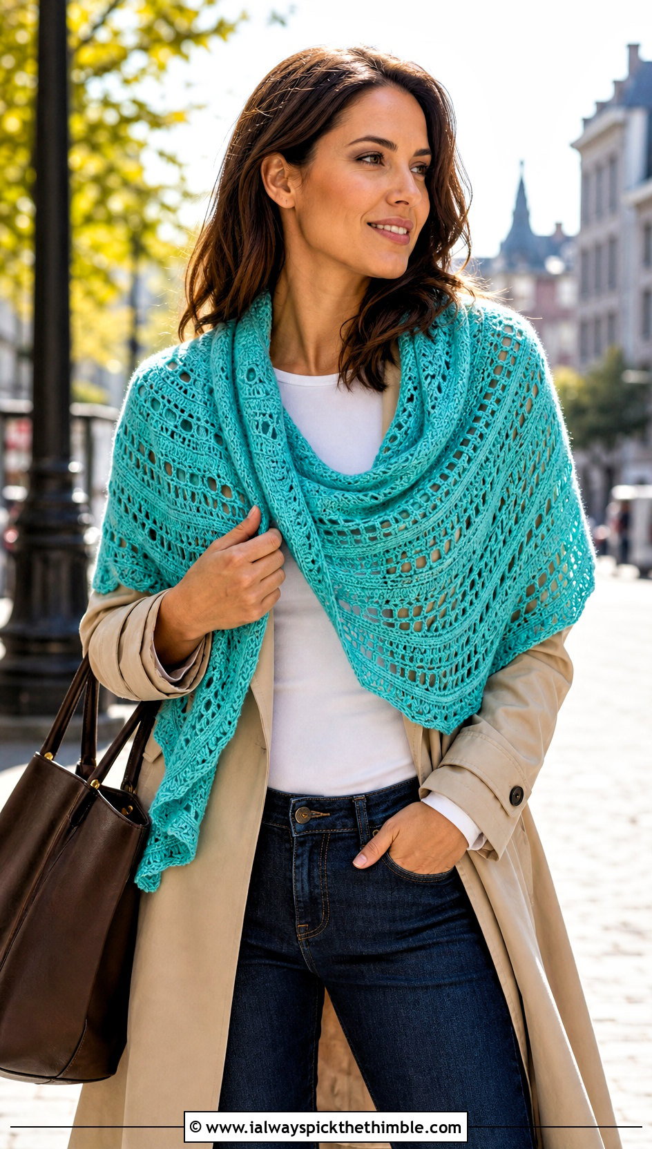 Bruges Lace Crochet Shawl With Trench Coat - 20 Lace Crochet Shawl outfit ideas
