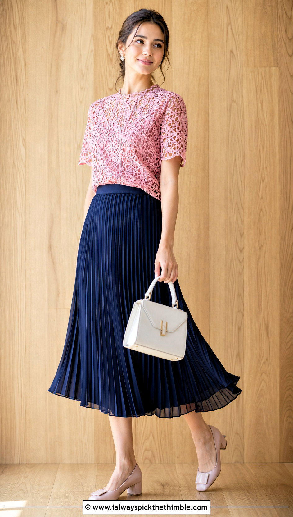 Bruges Lace Top With Pleated Midi Skirt - 15 crochet lace top on wooden background outfit ideas