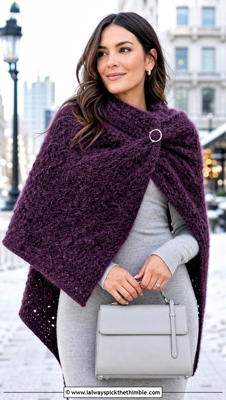 Brushed Mohair Rectangle Crochet Shawl With Sweater Dress - 20 Rectangle Crochet Shawls outfit ideas