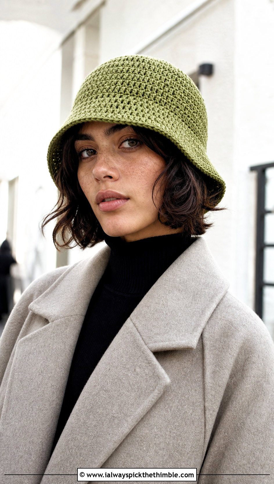 Bucket Beanie Half Double Crochet Hat With Oversized Coat - 25 half double crochet beanie outfit ideas