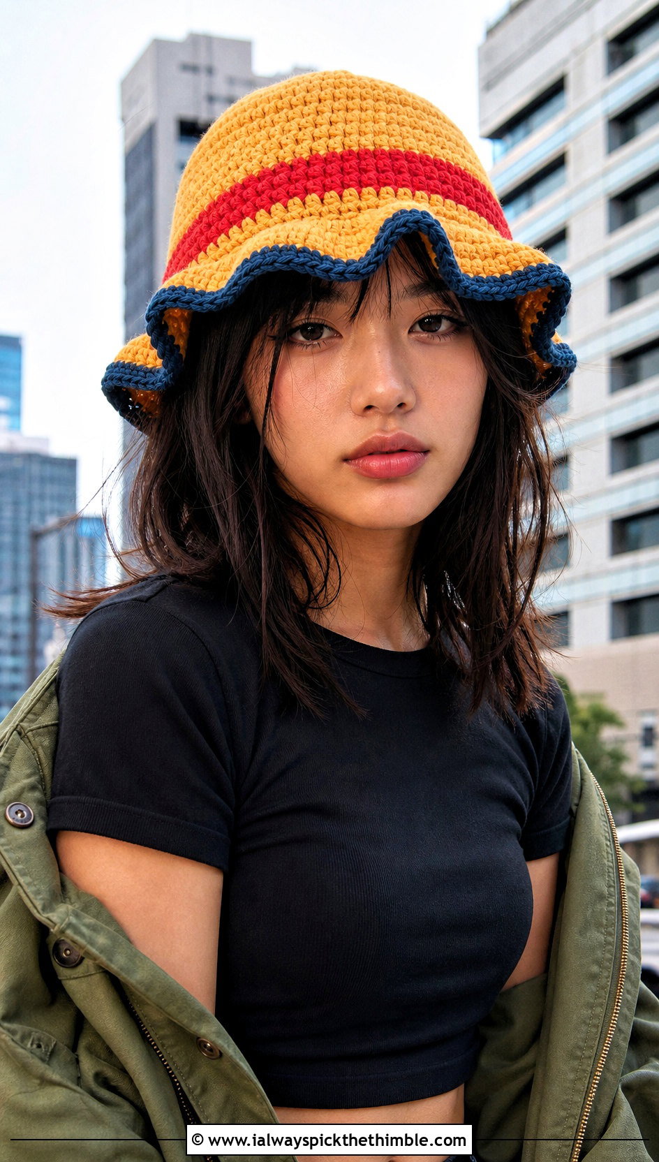 Bucket Crochet Luffy Hat With Cargo Pants - 15 Crochet Luffy One Piece Hat outfit ideas