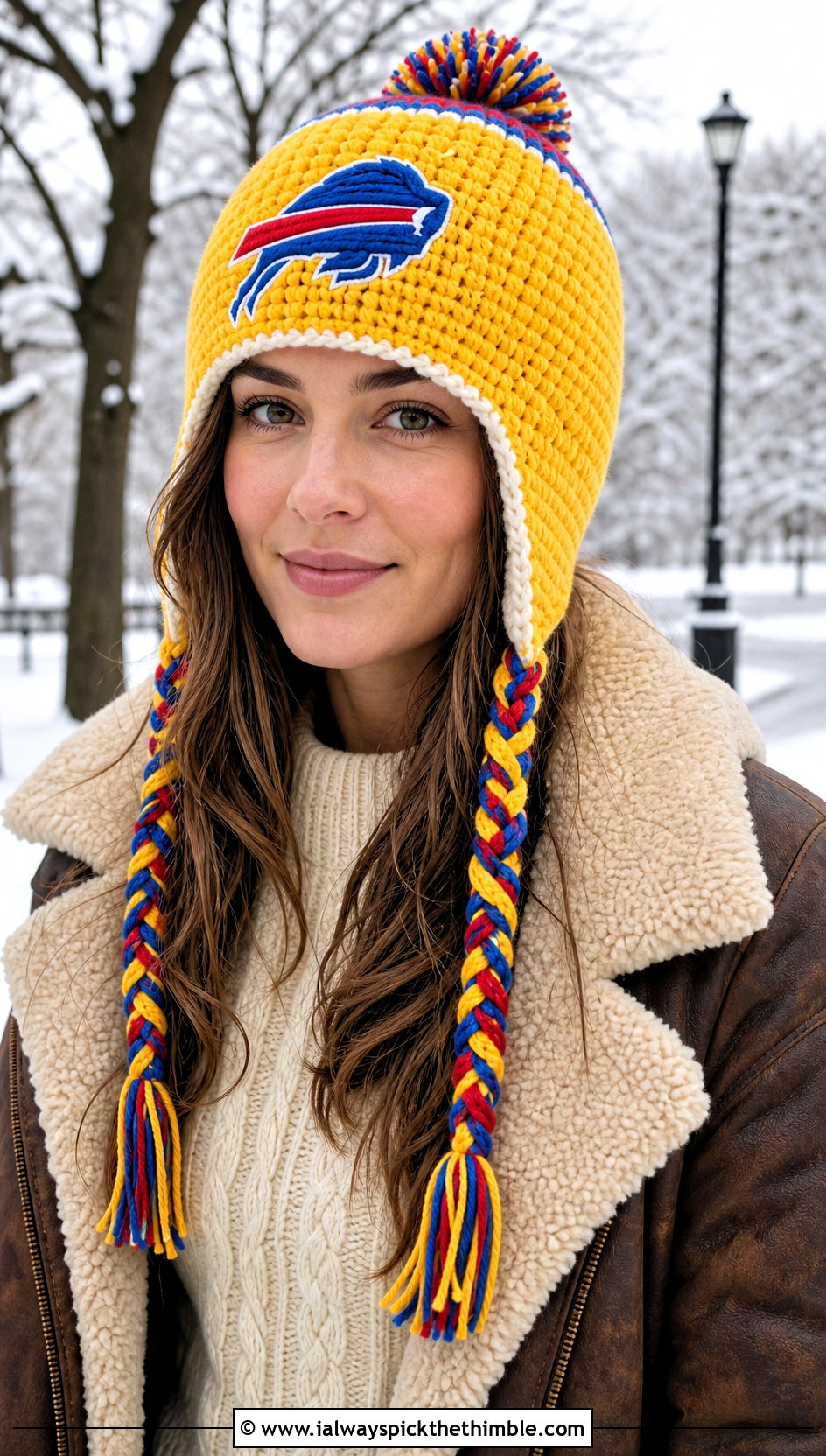 Buffalo Bills Earflap Hat With Shearling Jacket And Corduroy Pants - 20 Buffalo Bills Crochet Hat outfit ideas